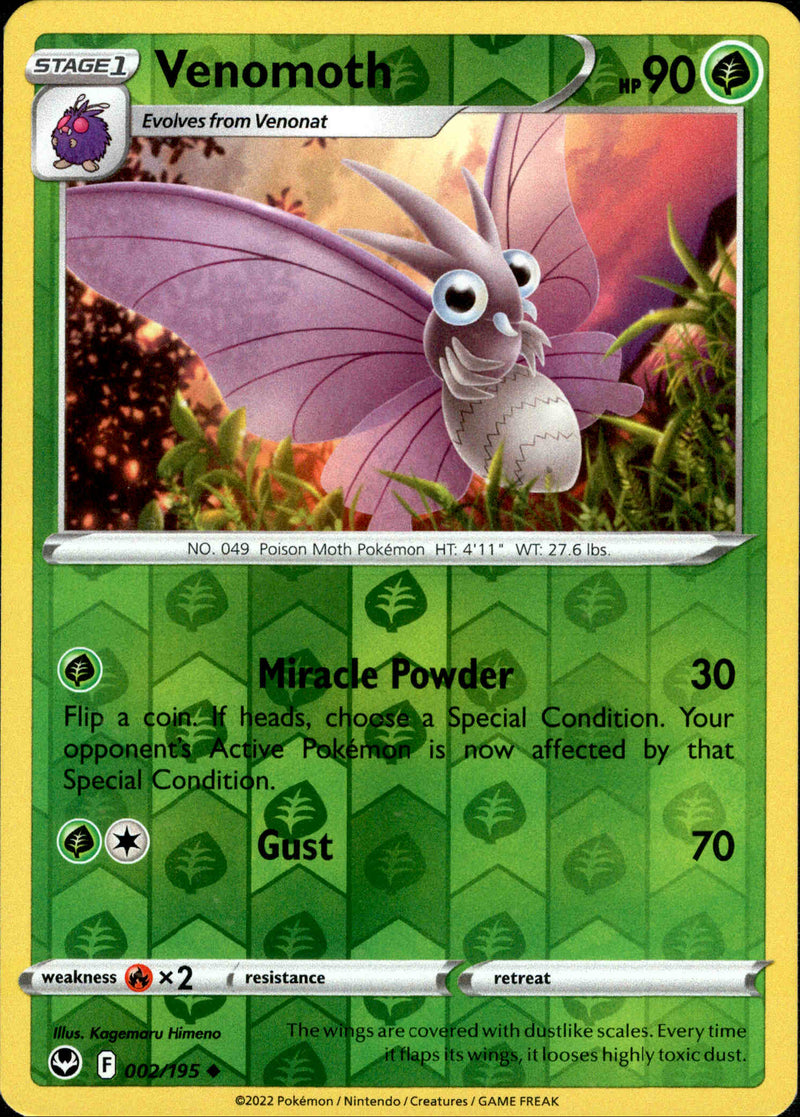 002/195 Venomoth Uncommon Reverse Holo Silver Tempest