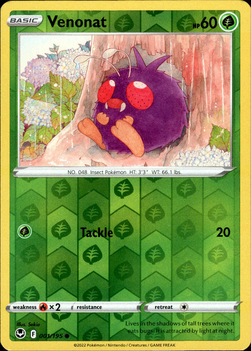 001/195 Venonat Common Reverse Holo Silver Tempest