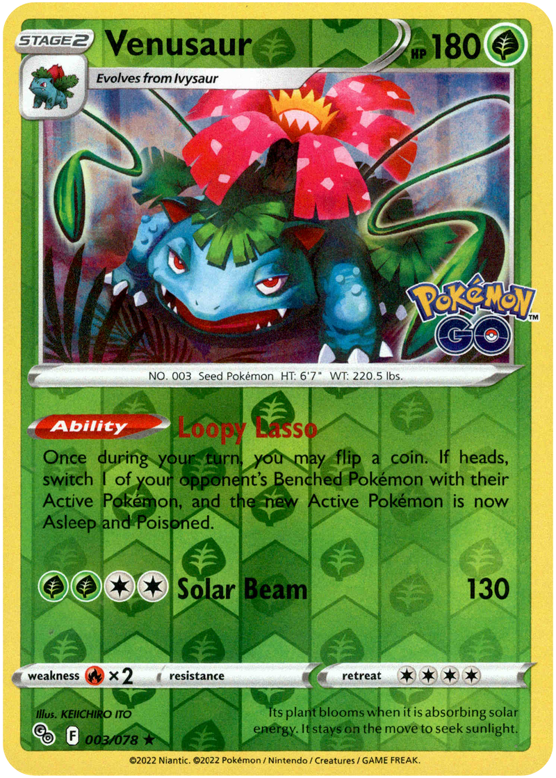 003/078 Venusaur Rare Reverse Holo Pokemon GO