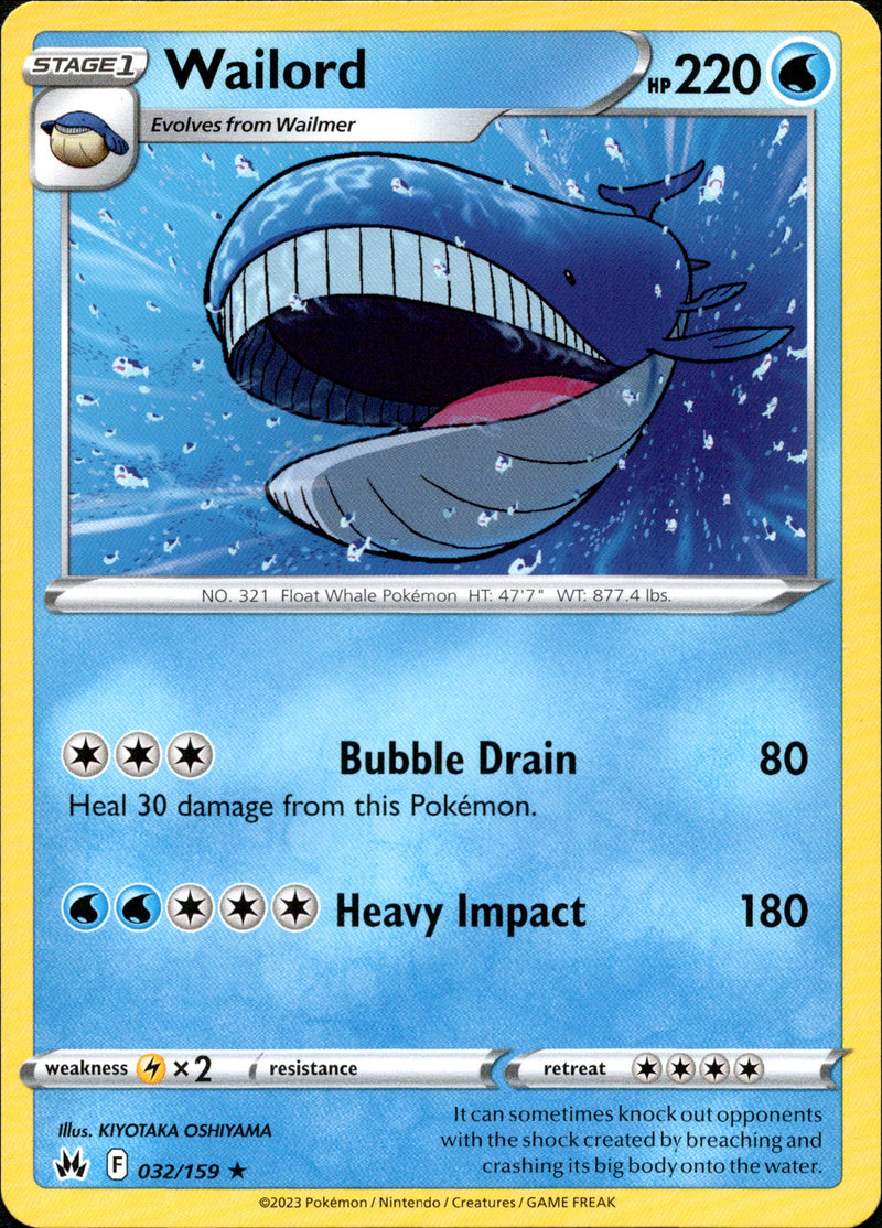 032/159 Wailord Rare Crown Zenith