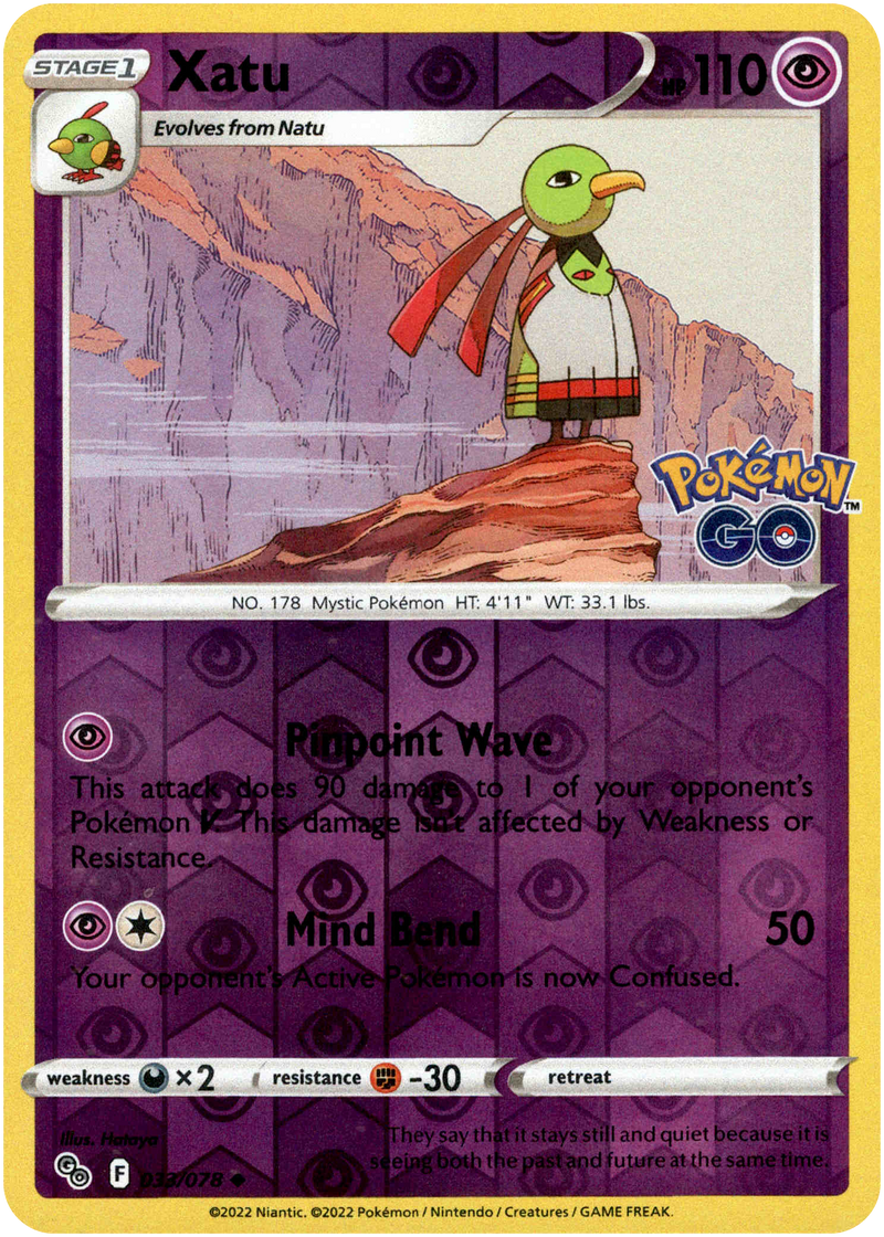 033/078 Xatu Uncommon Reverse Holo Pokemon GO