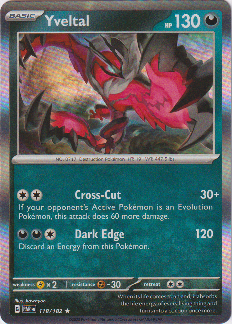 118/182 Yveltal Holo Rare Paradox Rift