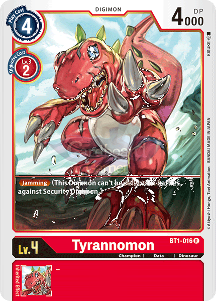 Bt1-016 Tyrannomon Rare Single Card