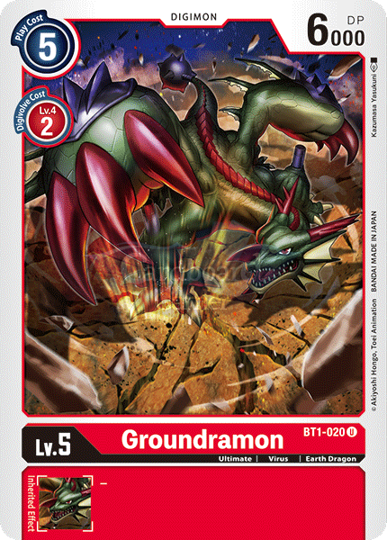 Bt1-020 Groundramon Uncommon Single Card