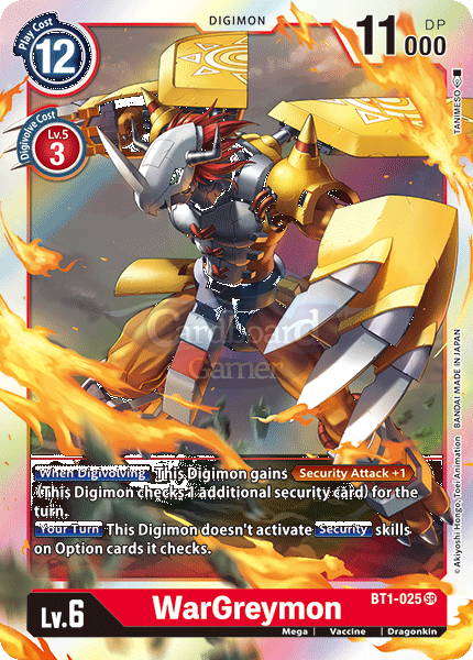 Bt1-025 Wargreymon Super Rare Single Card