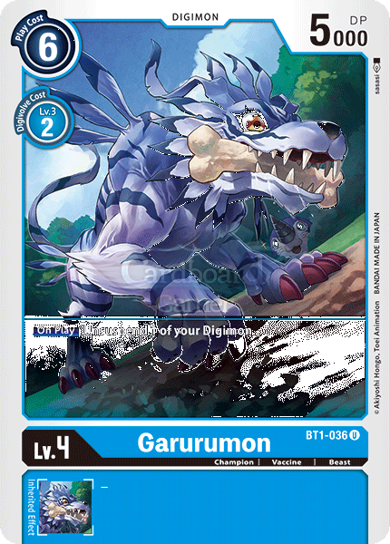 Bt1-036 Garurumon Uncommon Single Card