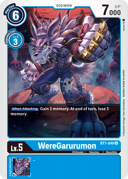 Bt1-040 Weregarurumon Uncommon Single Card