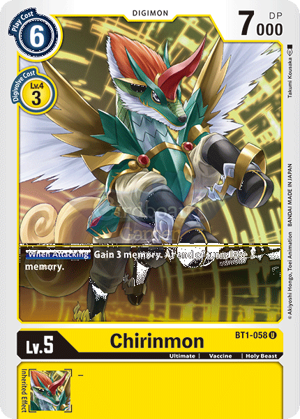 Bt1-058 Chirinmon Uncommon Single Card