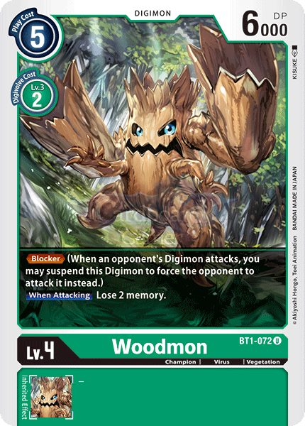 Bt1-072 Woodmon Uncommon Single Card