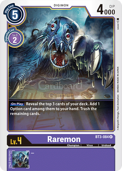 Bt3-084 Raremon Rare Single Card