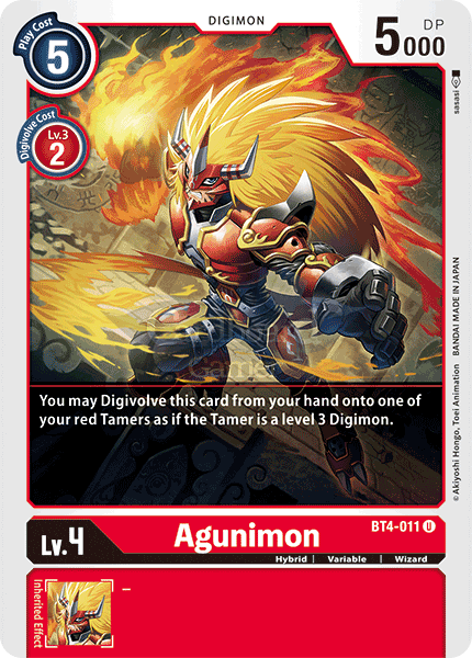 Bt4-011 Agunimon Uncommon Single Card