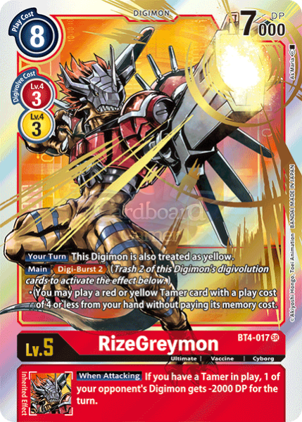 Bt4-017 Rizegreymon Alt Art Super Rare Single Card