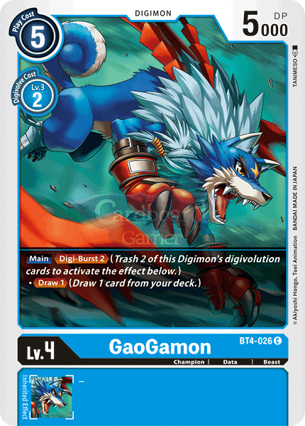 Bt4-026 Gaogamon Common Single Card