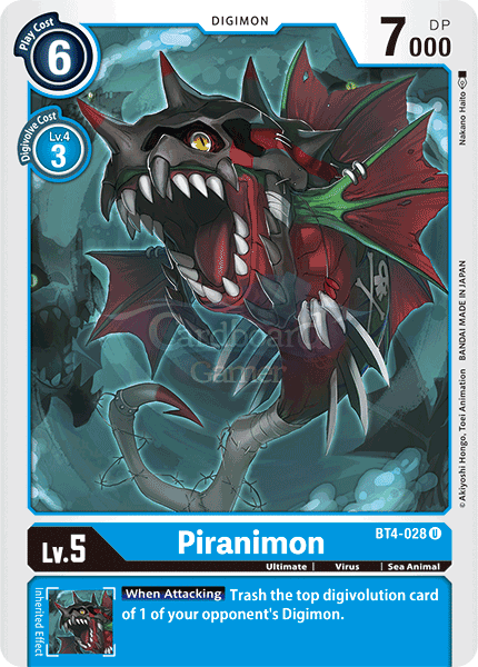 Bt4-028 Piranimon Uncommon Single Card