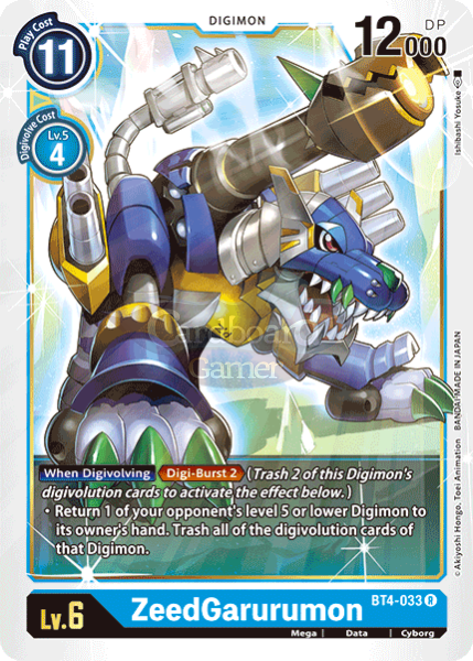 Bt4-033 Zeedgarurumon Rare Single Card