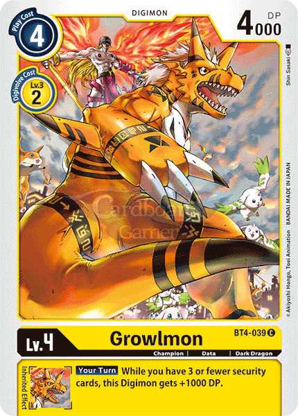 Bt4-039 Growlmon Common Single Card