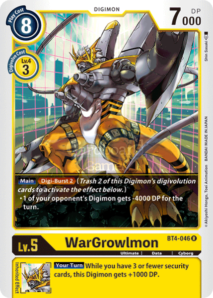 Bt4-046 Wargrowlmon Rare Single Card