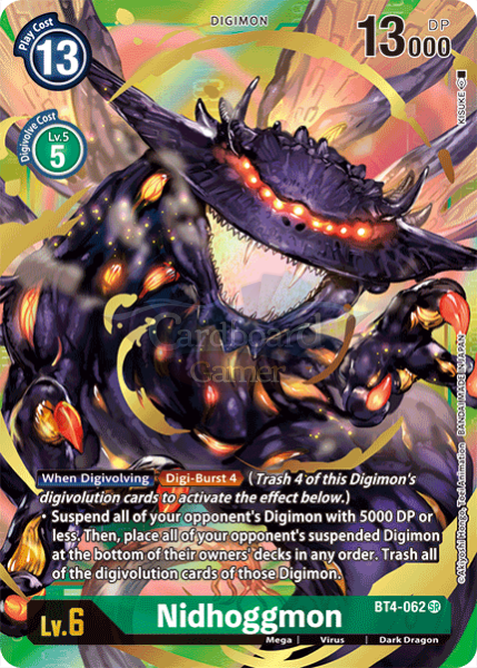 Bt4-062 Nidhoggmon Alt Art Super Rare Single Card