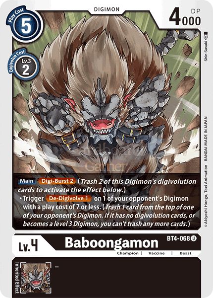 Bt4-068 Baboongamon Uncommon Single Card