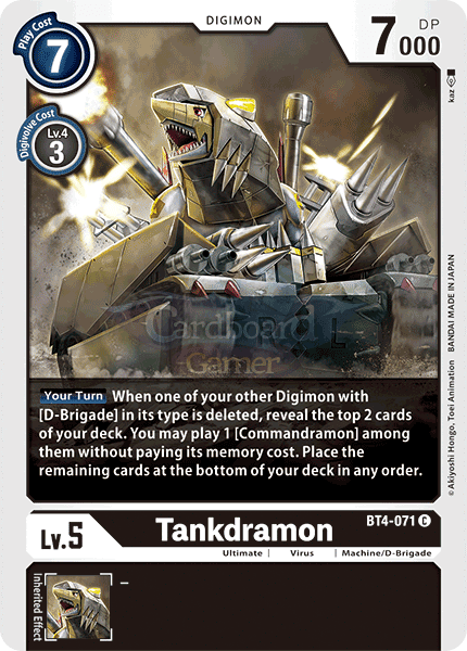 Bt4-071 Tankdramon Common Single Card