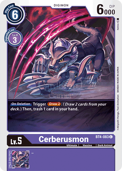 Bt4-083 Cerberusmon Common Single Card