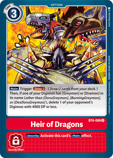 Bt4-099 Heir Of Dragons Uncommon Single Card