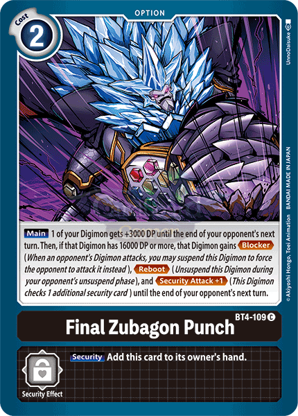 Bt4-109 Final Zubagon Punch Common Single Card