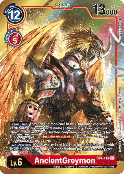 Bt4-113 Ancientgreymon Alt Art Secret Rare Single Card