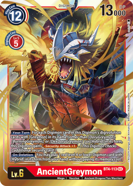 Bt4-113 Ancientgreymon Secret Rare Single Card