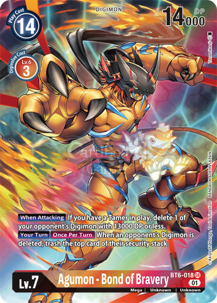 Bt6-018 - Agumon Bond Of Bravery Super Rare (Alt Art) Single Card