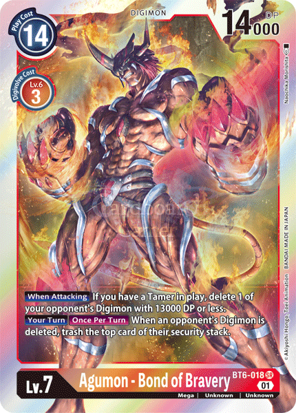 Bt6-018 - Agumon Bond Of Bravery Super Rare Single Card