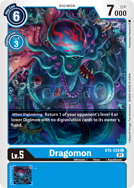 Bt6-026 - Dragomon Common Single Card