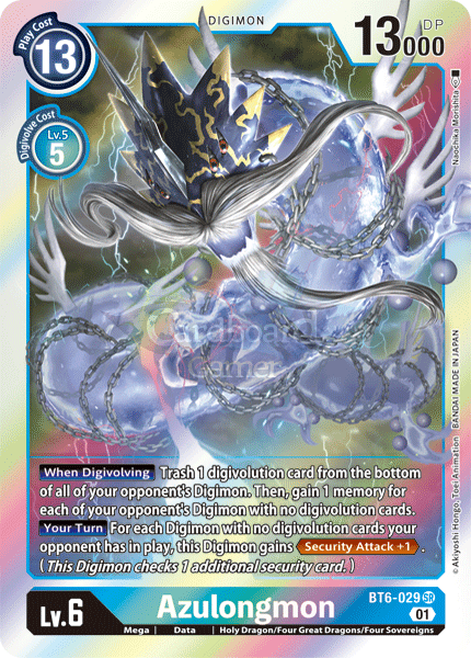 Bt6-029 - Azulongmon Super Rare Single Card