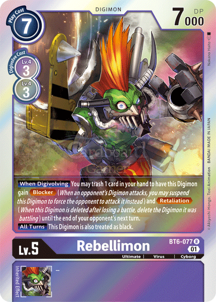 Bt6-077 - Rebellimon Rare Single Card