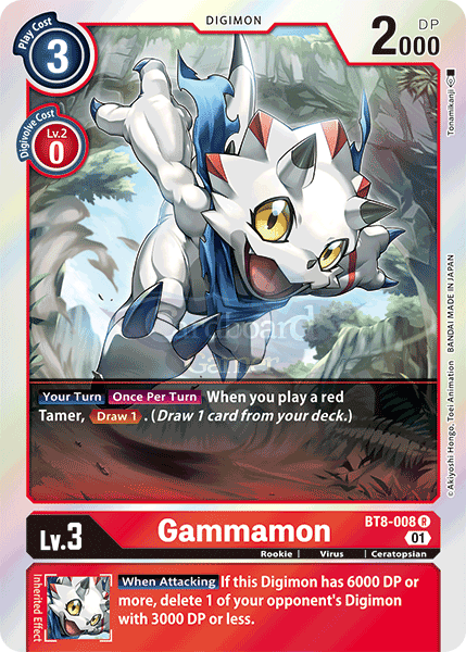 Bt8-008 Gammamon Rare Single Card