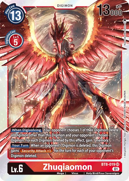 Bt8-019 Super Rare Zhuqiaomon Single Card