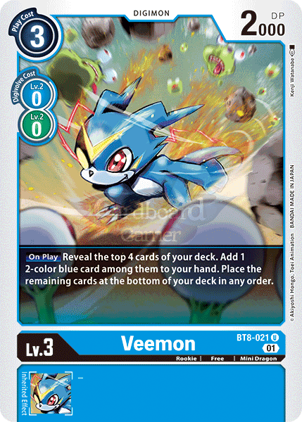 Bt8-021 Veemon Uncommon Single Card