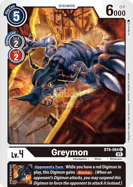 Bt8-064 Greymon Common Single Card