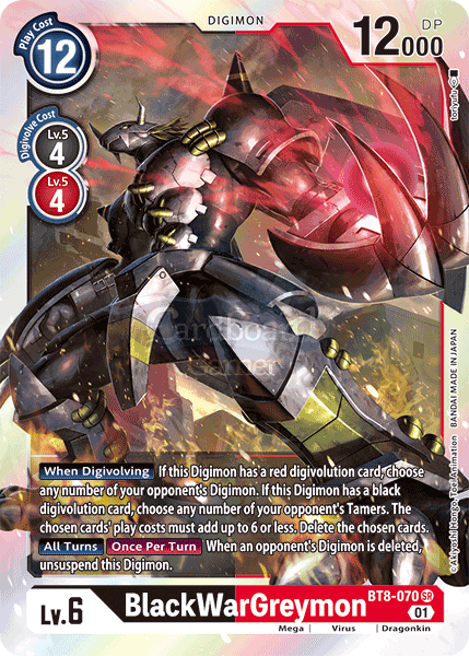 Bt8-070 Super Rare Blackwargreymon Single Card