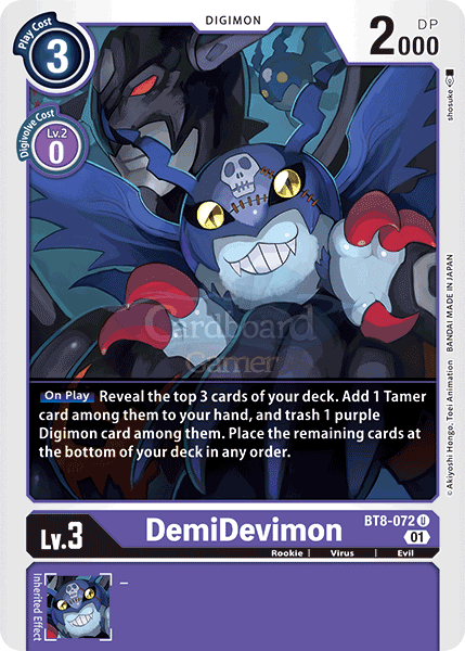 Bt8-072 Demidevimon Uncommon Single Card