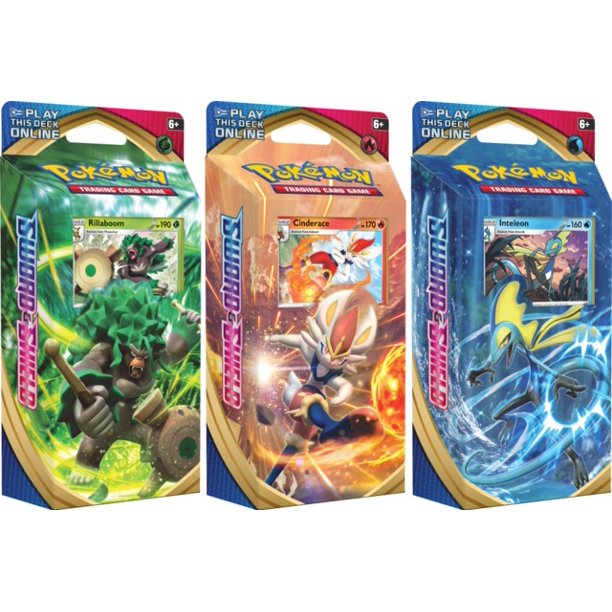 Pokémon TCG: Sword & Shield Base Theme Decks - Cinderace, Inteleon, Rillaboom (Bundle)