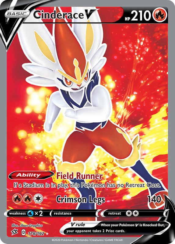 178/192 Cinderace V Full Art Ultra Rare Rebel Clash