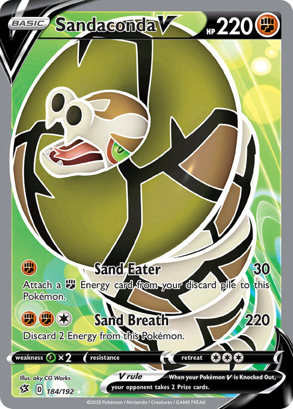 184/192 Sandaconda V Full Art Ultra Rare Rebel Clash
