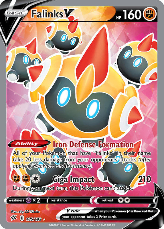 185/192 Falinks V Full Art Ultra Rare Rebel Clash