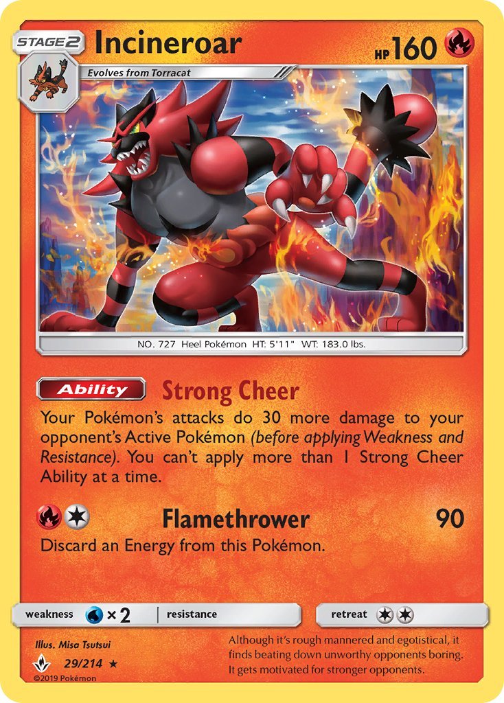 29/214 Incineroar Rare Unbroken Bonds