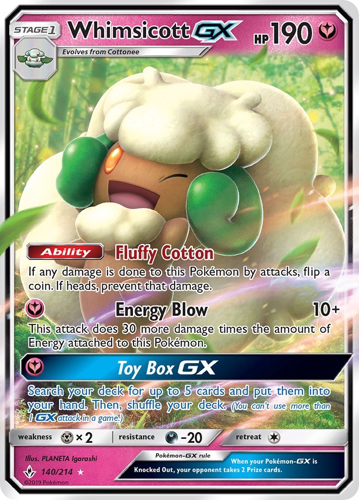 140/214 Whimsicott GX Ultra Rare Unbroken Bonds