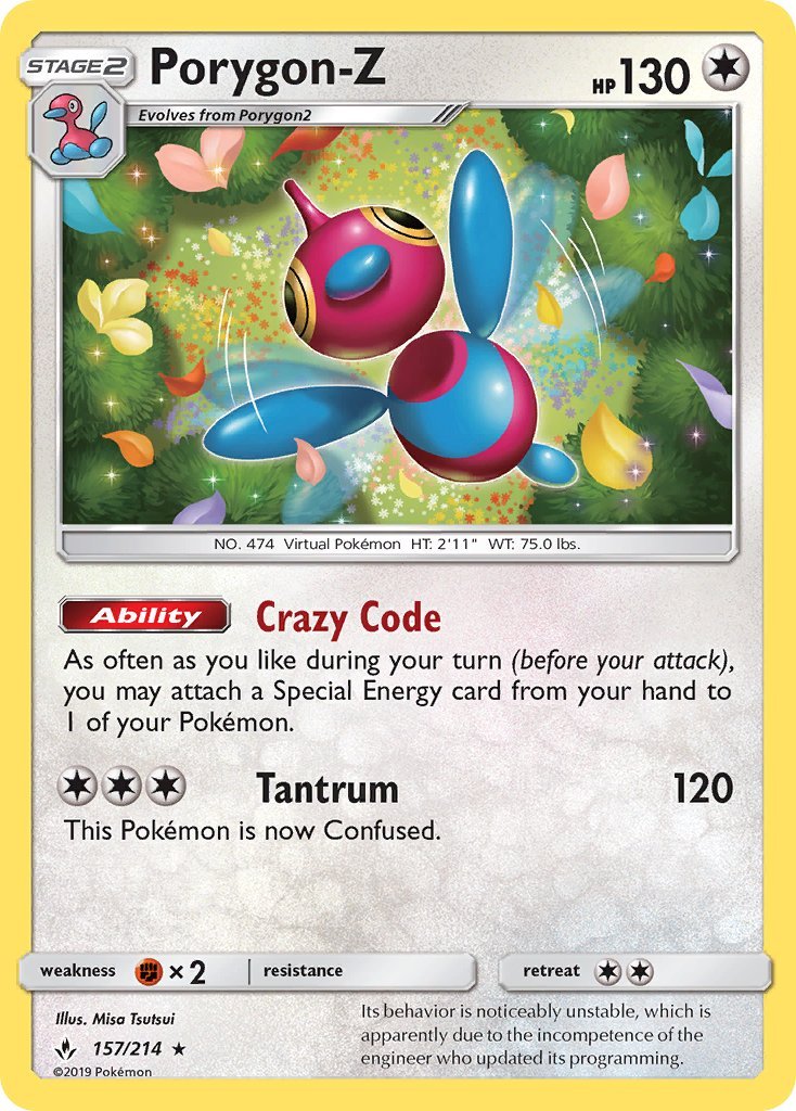 157/214 Porygon Z Holo Rare Unbroken Bonds