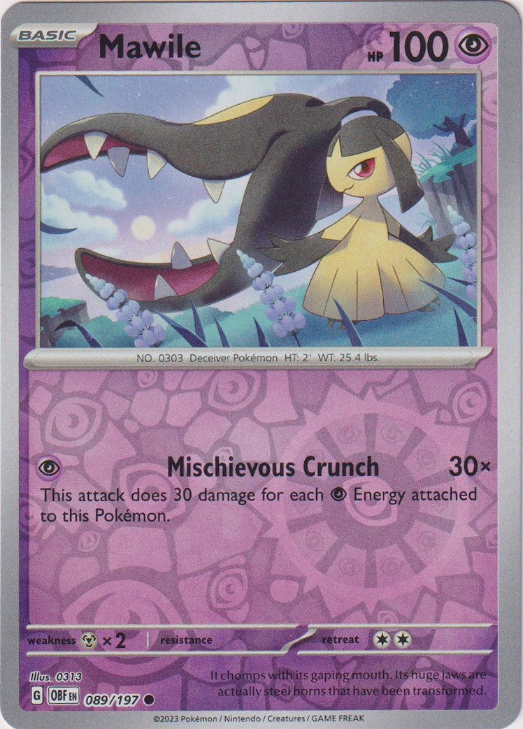 089/197 Mawile Uncommon Reverse Holo Obsidian Flames