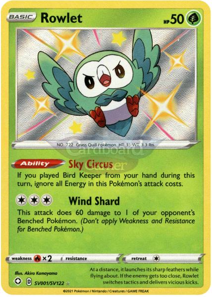 Sv001/sv122 Rowlet Holo Shiny Rare Shining Fates Single Card