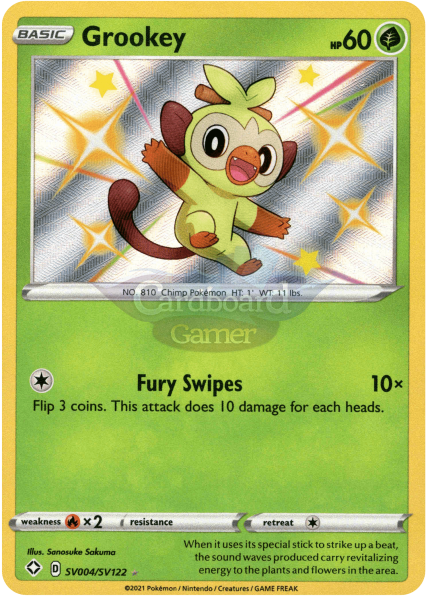 Sv004/sv122 Grookey Holo Shiny Rare Shining Fates Single Card